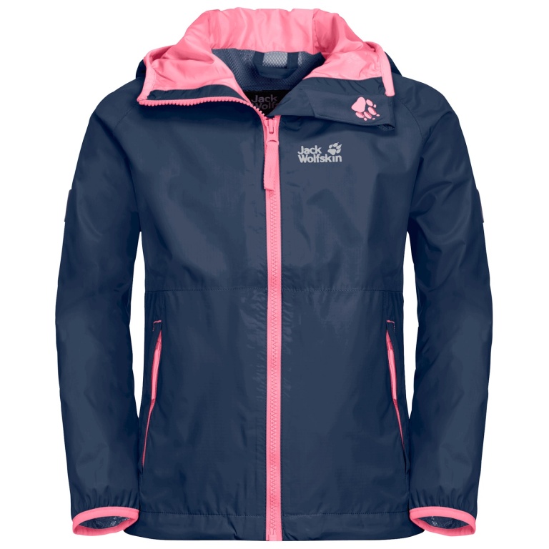Jack Wolfskin Rain Jacket Rainy (windproof and waterproof) indigo blue/pink Kids